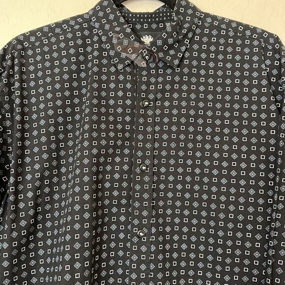 English Laundry Geometric Print Long Sleeve Button Up Dress Shirt Black New Sz L - Picture 3 of 14